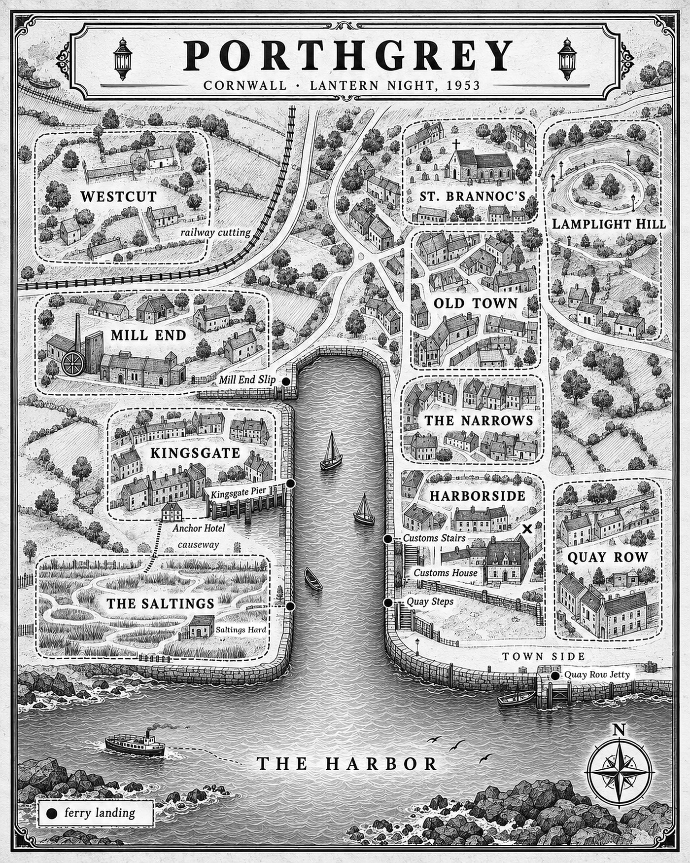 Illustrated map of Porthgrey